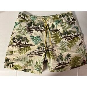 Tommy Bahama Swim Trunks Men Large Green Tropical Palm‎ Tree Cargo Board Shorts